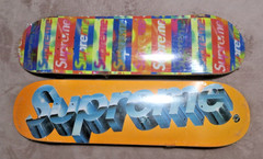 2 Lot Supreme Distorted Box Logo & Orange 3D Logo Graphic Skateboard Deck