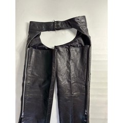 Unik Premium Vintage Sz XL Black Leather Motorcycle Chaps Biker Buckle Belt