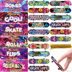 30 Packs Valentine’S Day Mini Finger Skateboards with Cards, Classroom Exchange