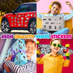 200 Pcs Black and White Gothic Stickers Waterproof Decals for Water Bottles