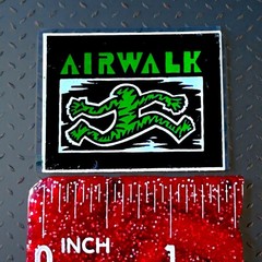 Vintage 1980’s Airwalk Logo Sticker Featuring Green «Running Man» Graphic