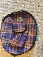 Centaur Plaid helmet Bag Blue Brown Zip Closure Top Handle Carry Bag