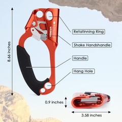 Climbing Hand Ascender Outdoor Mountaineering Tree Arborist Orange – Left