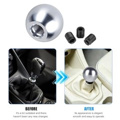 Car Round Ball Gear Shift Knob, Aluminum Alloy Vehicle Manual Automatic Silver