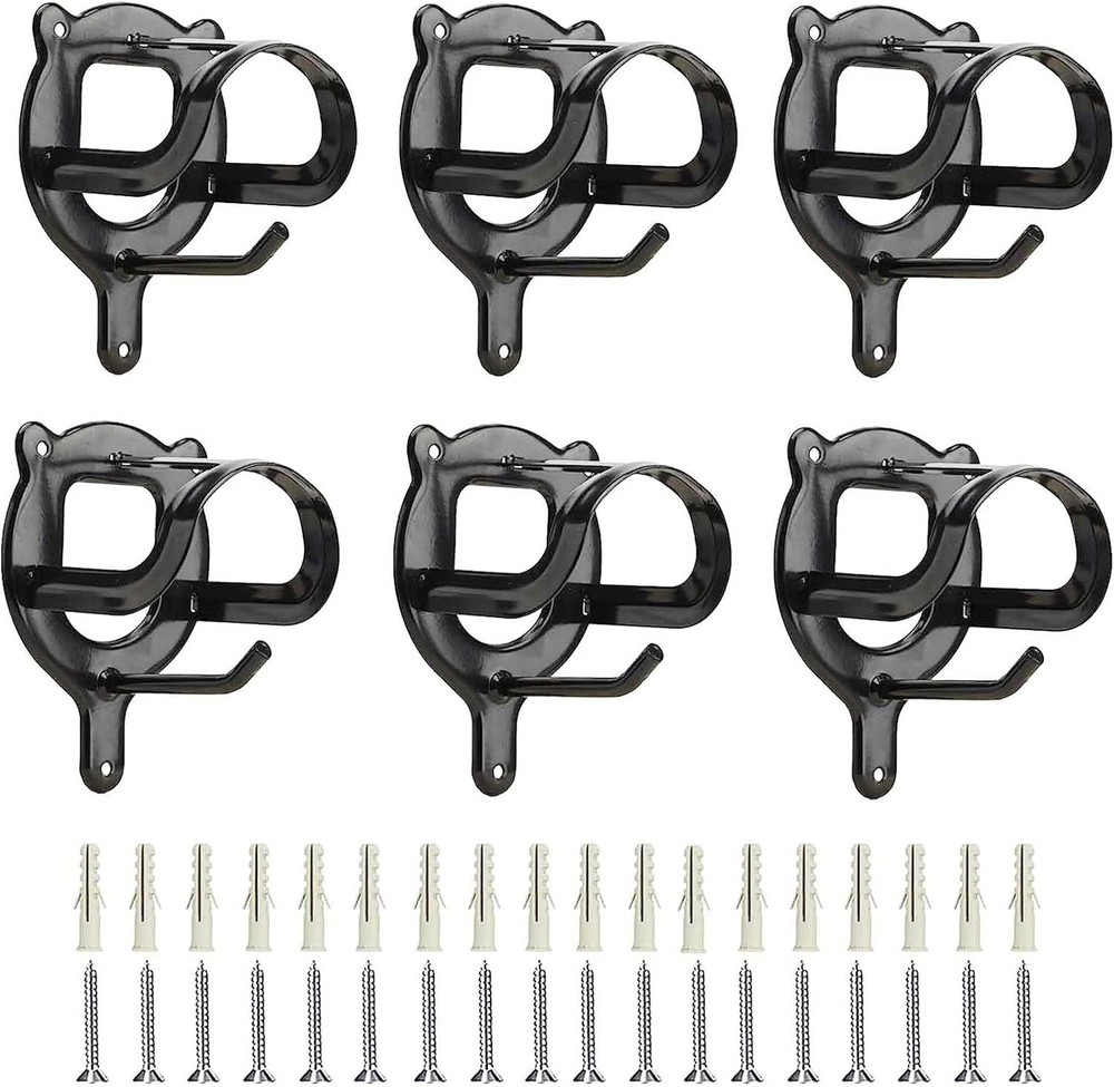 6 Sets Horse Bridle Rack Bracket Hooks Metal Halter Hanger with Tubes and Screws