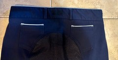Dover Full Seat breeches- Size 32 Navy with Light blue piping