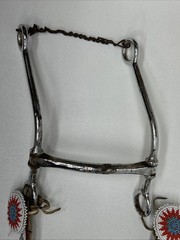 Vintage Western Navajo Beaded Horse Headstall Bridle Metal Bit With Fur