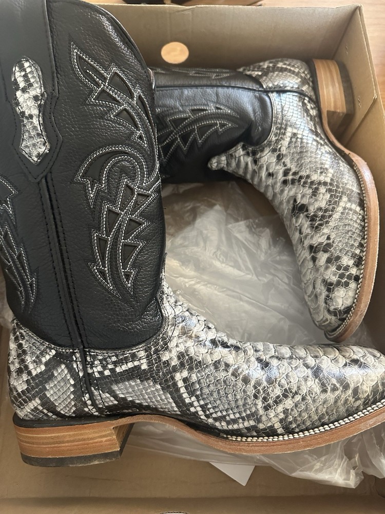 Texas Legacy Boot Co. Python Natural Square Toe Cowboy Boots Men’s 9