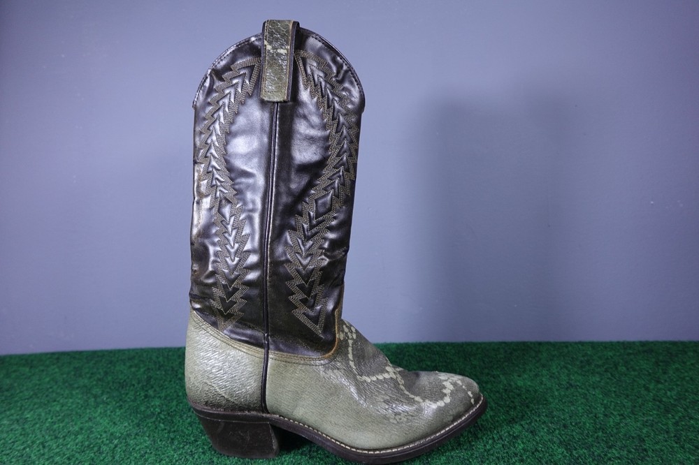 Texas Western Cowboy Boots Rattle Snake Print Mens Size 8.5 D