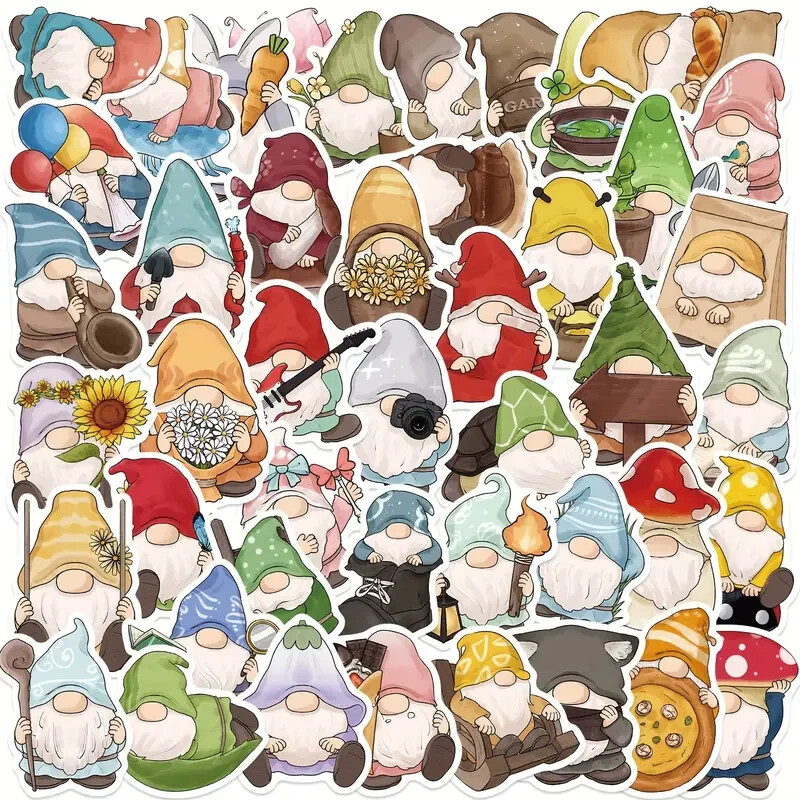 50 Pack of Cute Gnome Stickers for Laptop/Water Bottle/Phone Case/iPad/Tumbler