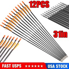 12PCS 31-inch Fiberglass Arrows SP700 Archery Hunting For Compound Recurve Bow