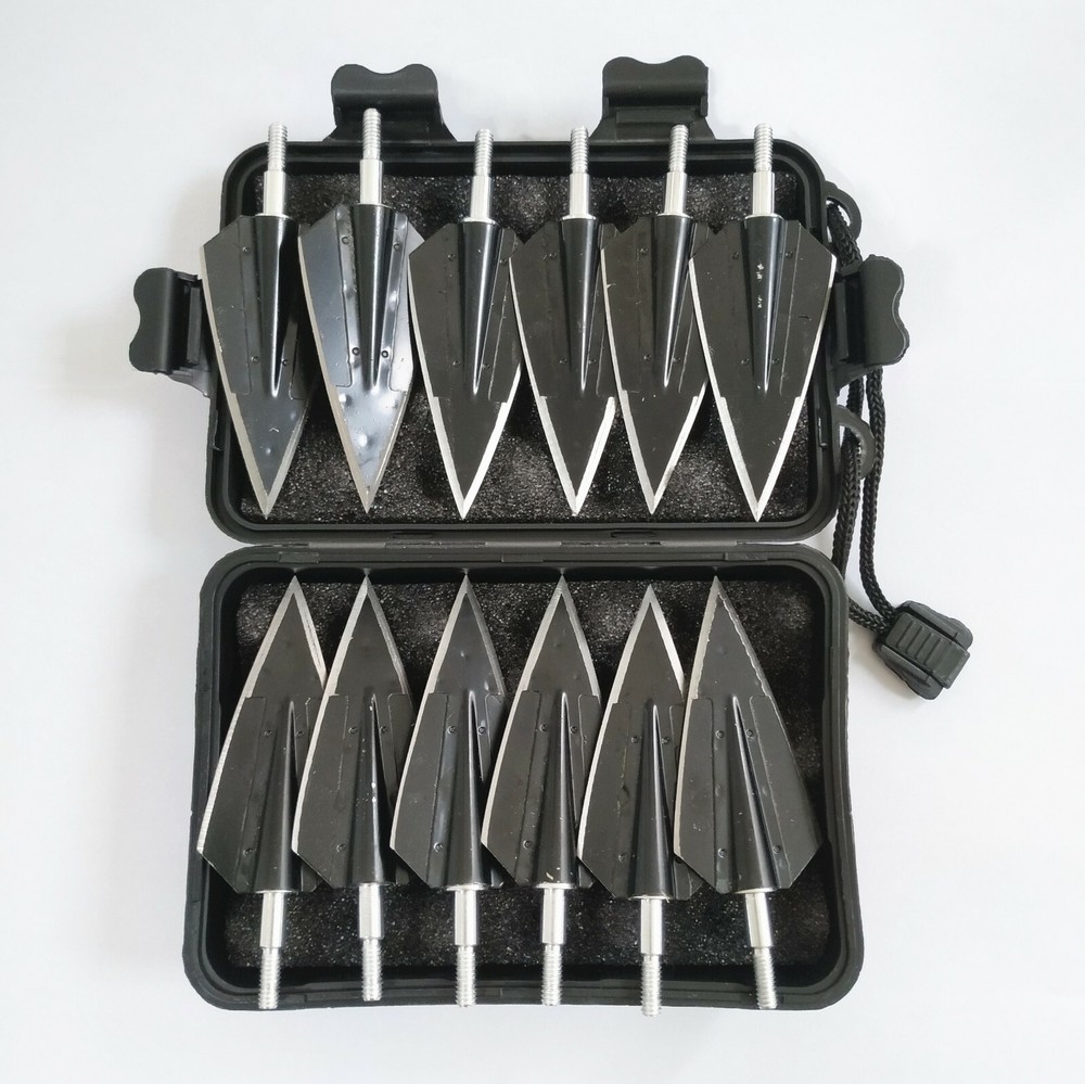 12PCS Hunting Arrowheads Archery Compound Bow Broadhead 150 Grain For Big Animal