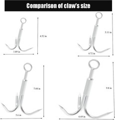 Stainless Steel Outdoor Grappling Hook with 65ft Rope & 3-Claw Climbing Hook