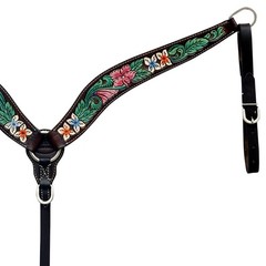Western Headstall and Breast Collar Set HILASON Tooled Leather Horse Bridle Tack
