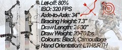 Archery Compound Bow Set PRO 20-70 LBS Hunting Compound Bow for Archery Shooting