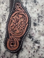 Circle Y Women Floral Filigree Spur Straps Leather Multi-Tone Tooled X0718-4001