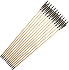 12Pcs 33″ Wooden Arrow LongBow Hunting Red Lightning Turkey Feather Fletching