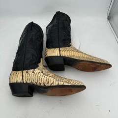 Dan Post Men Size 9D Brown Snake Skin Pull On Western Cowboy Boot