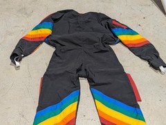 Vintage Flite Suit Skydiving Jumpsuit Rainbow Stripes Black (US)