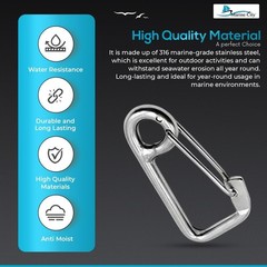MARINE CITY 316 Stainless Steel Carabiner Spring Snap Hook with Ring (2 inch)