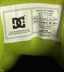 Men’s DC Stag Shoes Size 12, Gray W/ Lime Green Preowned Excellent