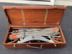 Vintage Takedown Recurve Target Bow Kit Metal Riser Limbs Arrows Wooden Case