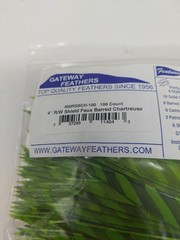 100 Pack Gateway Feathers 4″ Right Wing: Shield Barred Chartreuse 400RSBCH