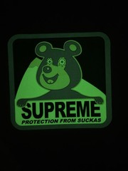 Supreme New York Glow In Dark Purple Bear Protection From Suckas Sticker FW20