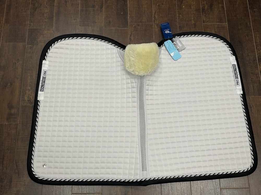 PS of Sweden Monogram Classic AP Saddle Pad Full White Black Sheepskin Trim NWT