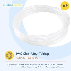 10ft 1/2»ID×5/8»OD Clear Vinyl Tubing Flexible and Hybrid PVC 1/2 5/8 10ft