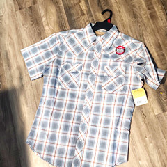 Wrangler George Strait Cowboy Cut Western Gray Plaid Short Sleeve Snap Shirt