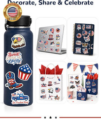 Patriotic Stickers Pack – 200 PCS Waterproof Vinyl USA Die Cut Stickers – Americ