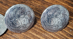 1 1/2″ SET OF 4 Western Saddle Bright Silver Concho Screw Back W/Flat Edge