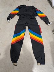 Vintage Flite Suit Skydiving Jumpsuit Rainbow Stripes Black (US)