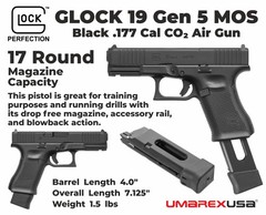 Umarex Glock 19 MOS .177 Cal Air Pistol Blowback + RMR, BBs & CO2 (2255230) Gen5
