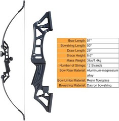 40lbs BowFishing Combo Archery Recurve Bow Arrow Bottle Fishing Reel Set Adult
