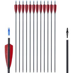 12Pcs 30 inch Carbon Shaft Arrows Spine 500 OD 7.6mm True Turkey Feathers Arrows