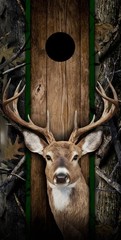 Premium Cornhole Vinyl Wraps – 3M Decal – Hunting – Rustic Whitetail Deer Camo