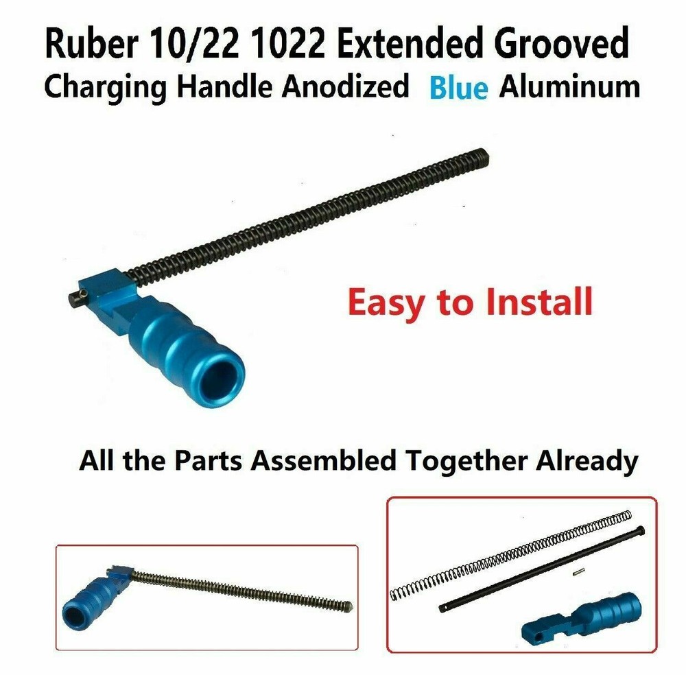 Ruger 1022 10/22 Extended Grooved Round Handle Aluminum Blue Anodized