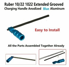 Ruger 1022 10/22 Extended Grooved Round Handle Aluminum Blue Anodized