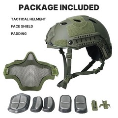 Tactical Airsoft Helmet with Full Face Protective Mask kit for Hunting Cosplay