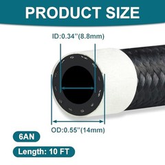 6AN Fuel Line, 6AN 3/8 inch CPE Fuel Hose, 10FT Transmission/Oil 6AN-10FT