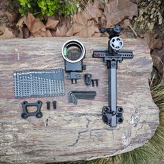 Compound Bow Sight 5Pin 0.019″ Archery 4X 6X 8X Lens Carbon Rod Adjustable RH LH