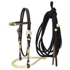 Hilason Western Horse Beautiful Noseband Tack Genuine Leather Reins with Bosal