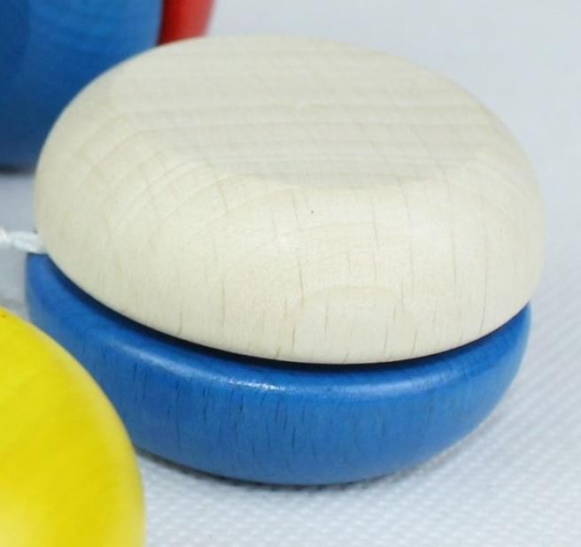 Wooden Toy Yo-Yo Blue-White BxT 5X3Cm New Wooden Skill Game