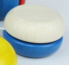 Wooden Toy Yo-Yo Blue-White BxT 5X3Cm New Wooden Skill Game