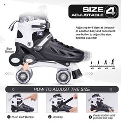 Roller Skates for Girls Ages 5-8 8-12 and Boys Teens, Adjustable 4 Sizes for …