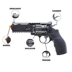 Airsoft Revolver Powered CO2 Pistol Single/Double Action 325 FPS 10 RDS Mag Bk