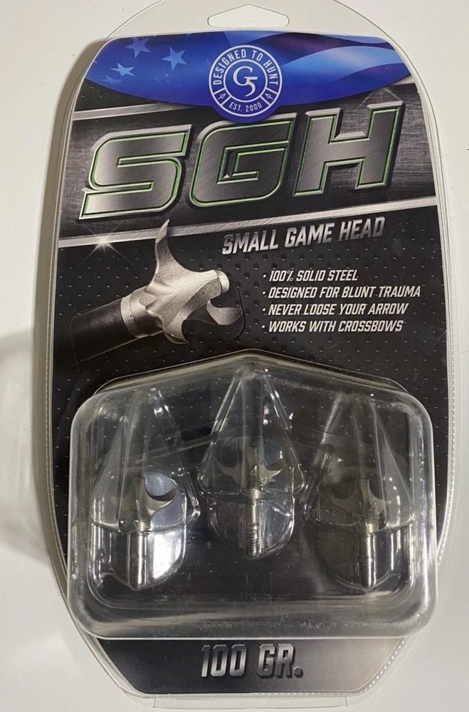 G5 Outdoors Small Game Heads 100 Grain 3 Pk Broadheads Bowhunter Squirrel Rabbit