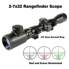 .22 Rim Fire RF 2-7×32 Illuminated Rangefinder Scope /w 3/8″ Base Dovetail Ring